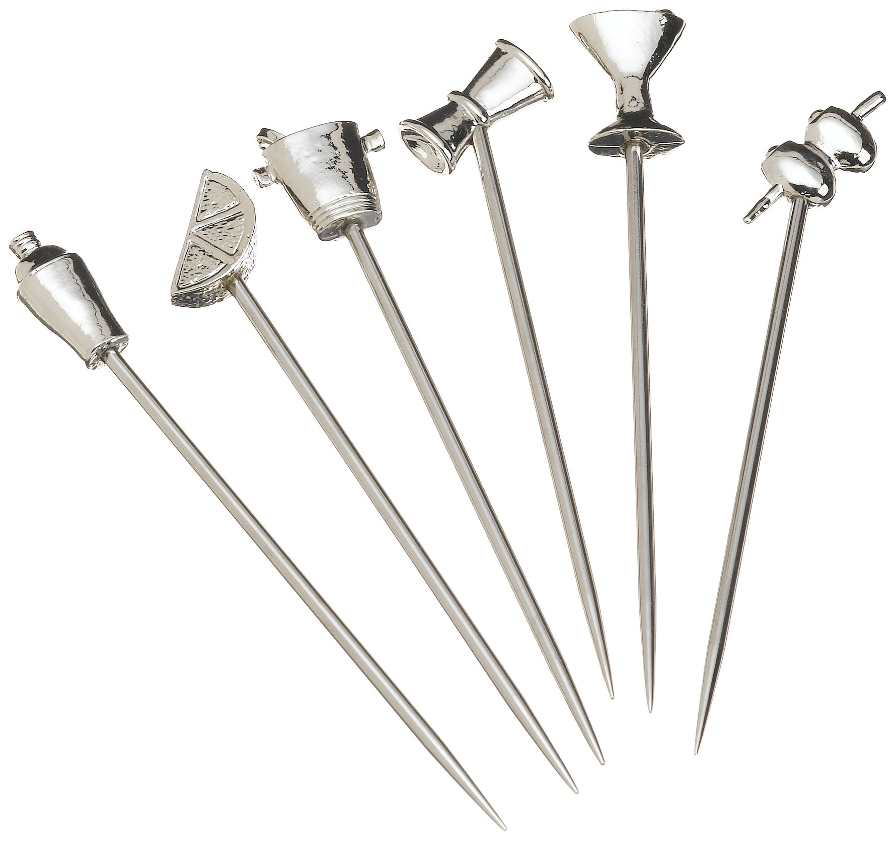 Prodyne Stainless Steel & Pewter Martini Picks (Set Of 6), Silver | Amazon (US)