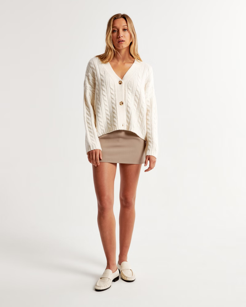 Cable Short Cardigan | Abercrombie & Fitch (US)