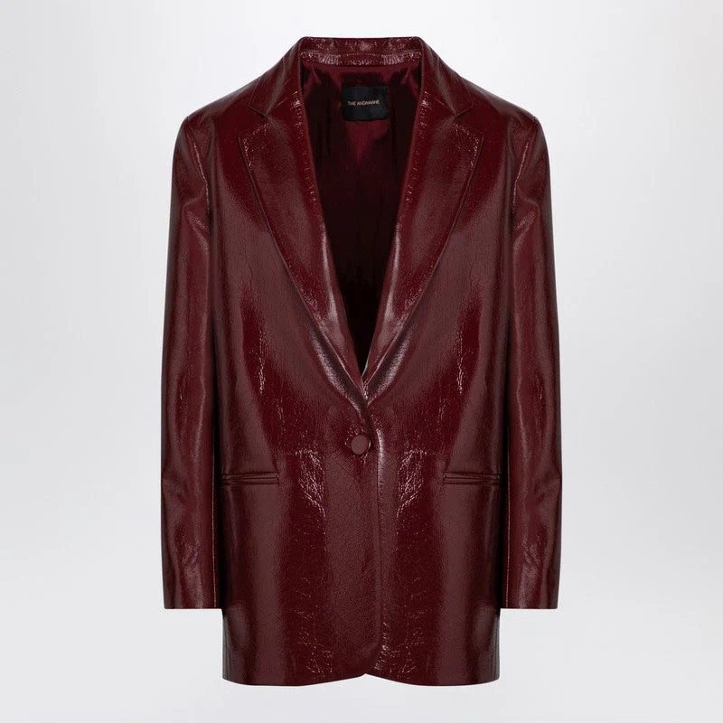 The Andamane Women's Guia Leatherette Blazer in Burgundy | Size 42 | T163002ATNP226 | LOZURI
