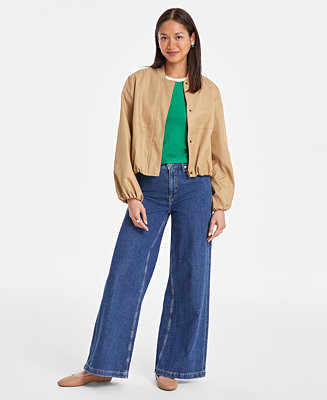 On 34th Women's Twill Bubble-Hem Bomber Jacket, Exclusively at Macy's - Macy's | Macy's