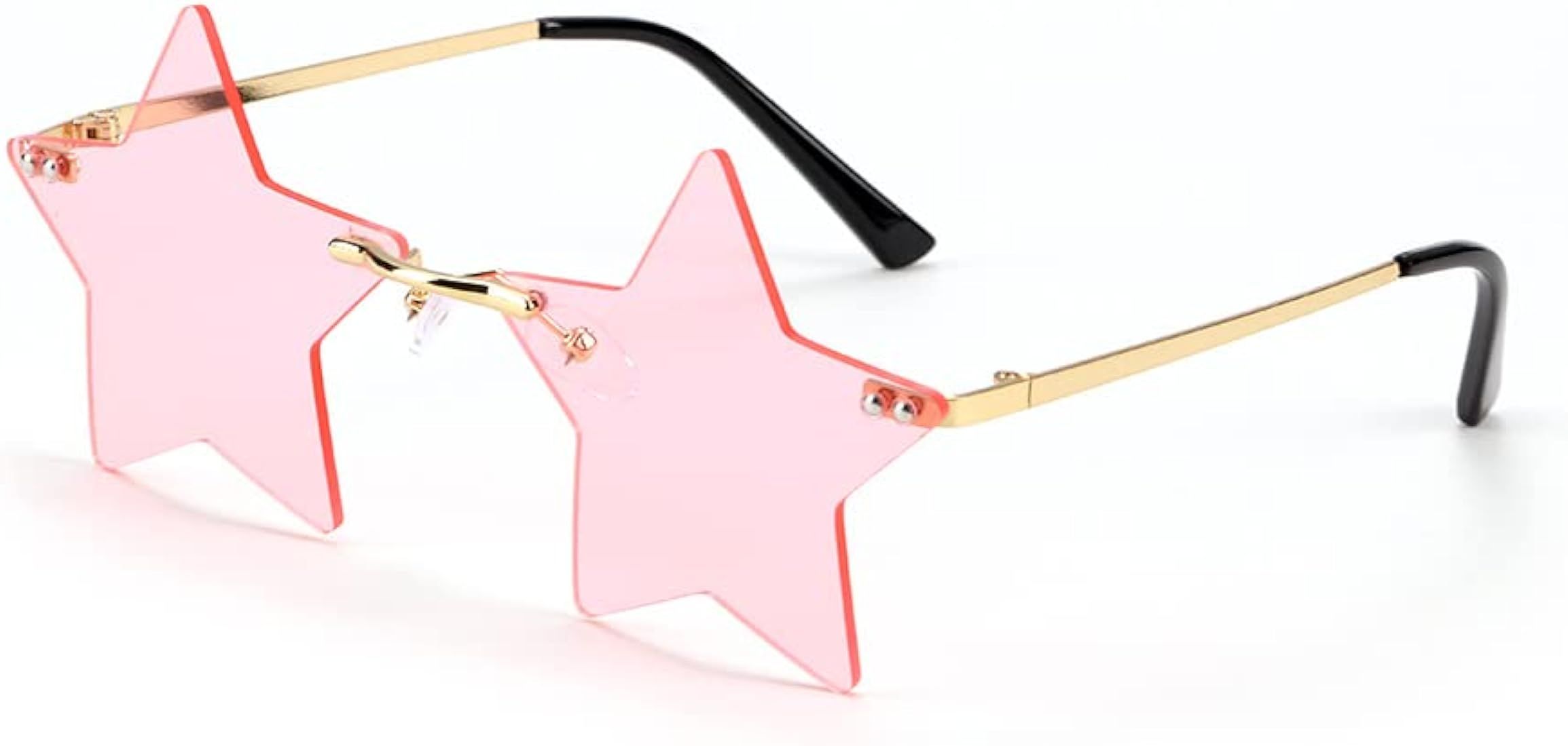 genenic Rimless Star Shape Sunglasses Trendy Sun Glasses for Women Men Party Glasses Pentagram Ey... | Amazon (US)