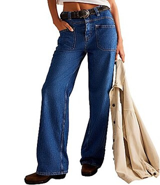 Free People Palmer Mid Rise Relaxed Button Waist Cuffed Jeans - 27 | Dillard's
