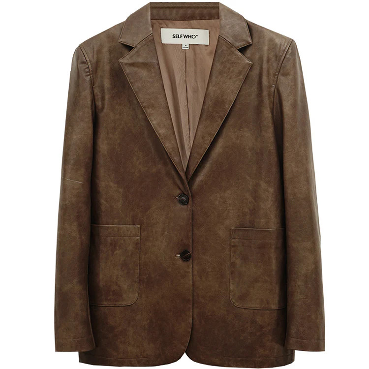 Brown American Retro Leather Jacket | SELFWHO