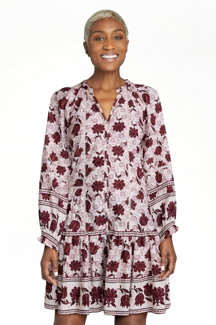 Scenario Women's and Women's Plus Tiered Hem Dress with Long Sleeves, Sizes XS-4X | Walmart (US)