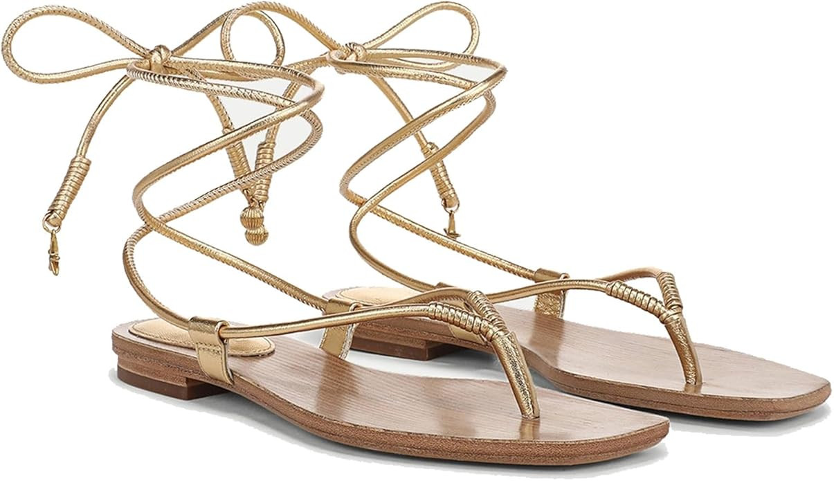 Rope Flat Sandals for Women Strappy Open Toe Thong Sandals Summer Slingback Slip On Slide Sandals... | Amazon (US)