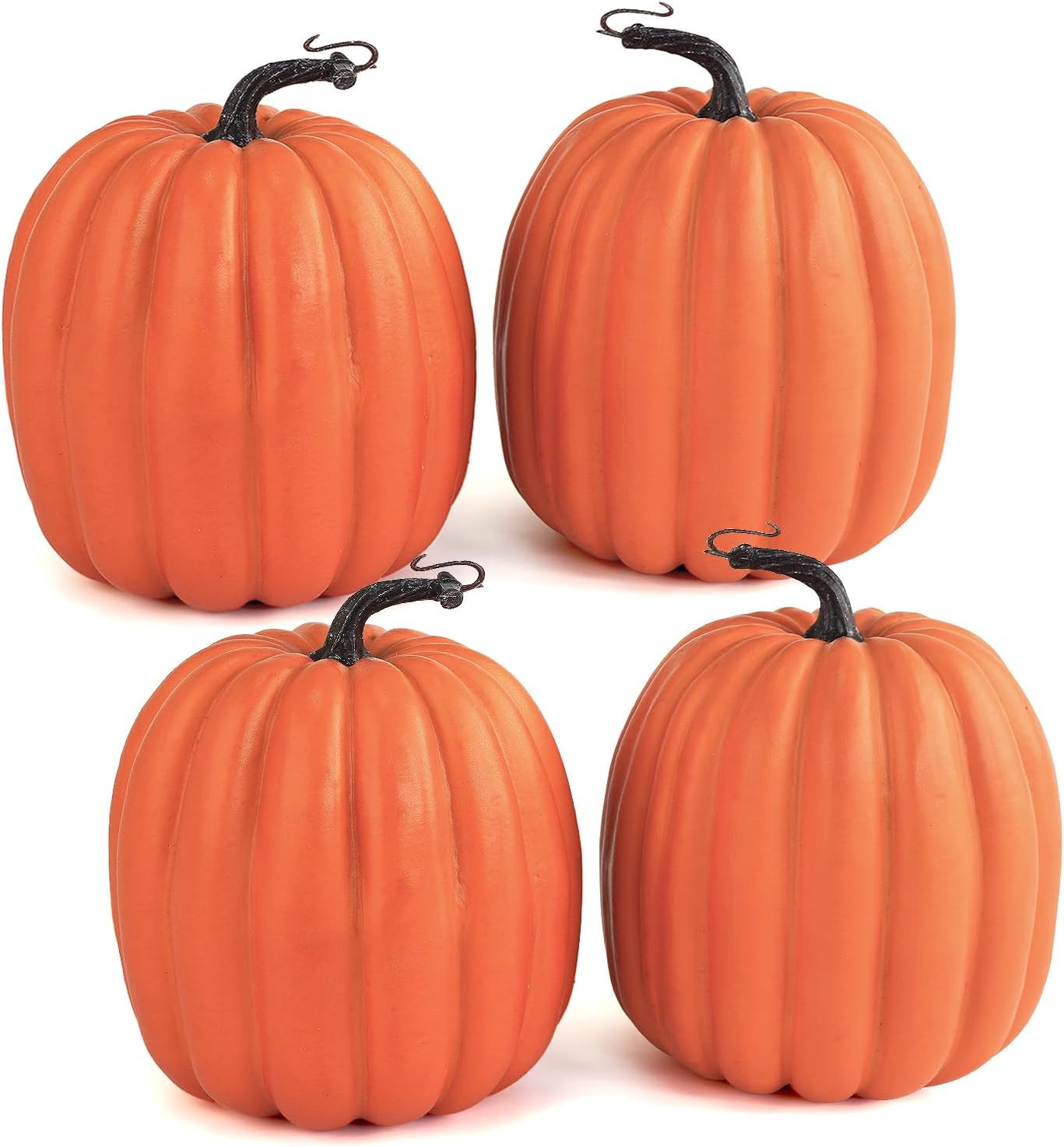 Artmag 6 Inch Large Artificial Pumpkins, 4PCS Big Orange Faux Foam Harvest Pumpkins for Fall Autumn Thanksgiving Seasonal Holiday Decor Decorations (Orange) | Amazon (US)