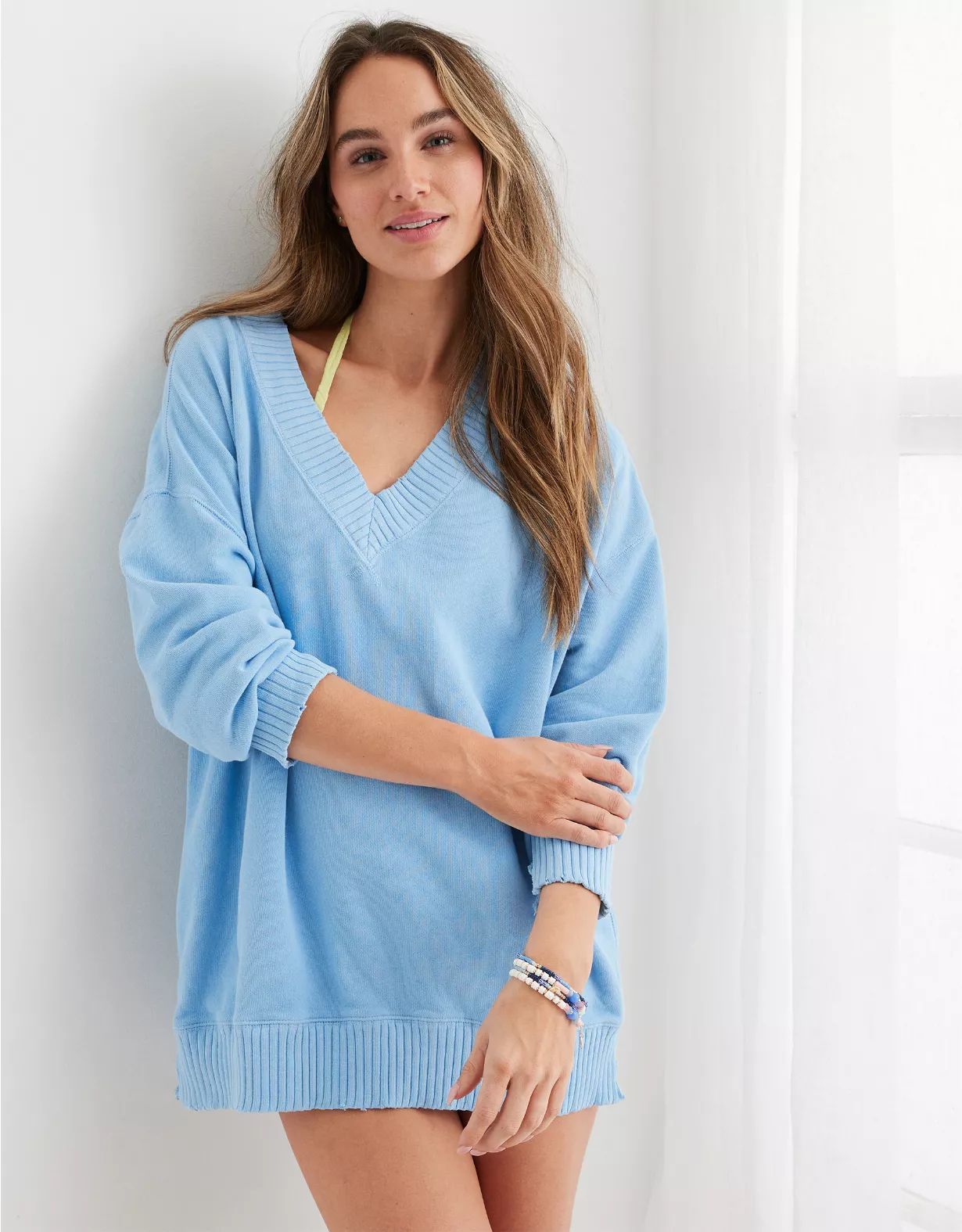 Aerie Down-To-Earth V-Neck Sweatshirt | American Eagle Outfitters (US & CA)