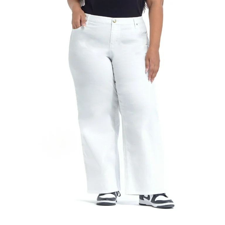 A3 Denim Women's Plus Size High Rise Wide Leg Jeans | Walmart (US)