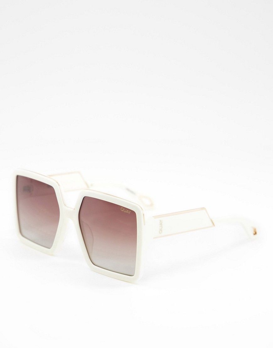 Quay Almost Ready square sunglasses with brown lens in ivory tortoise shell-White | ASOS (Global)