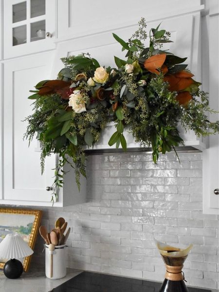 Looking for an alternative to the wreath on the kitchen range hood this holiday... enter the holiday Christmas swag. 

Start with a faux cedar or evergreen base then add in faux and fresh stems and picks. 

#LTKhome #LTKSeasonal #LTKHoliday