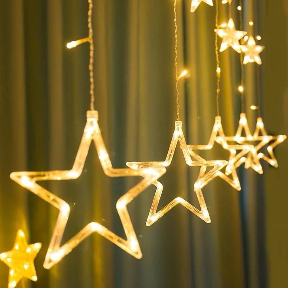Star Fairy Lights,Curtain String Lights,Twinkle Christmas Lights for Bedroom Wedding Party Home G... | Amazon (US)