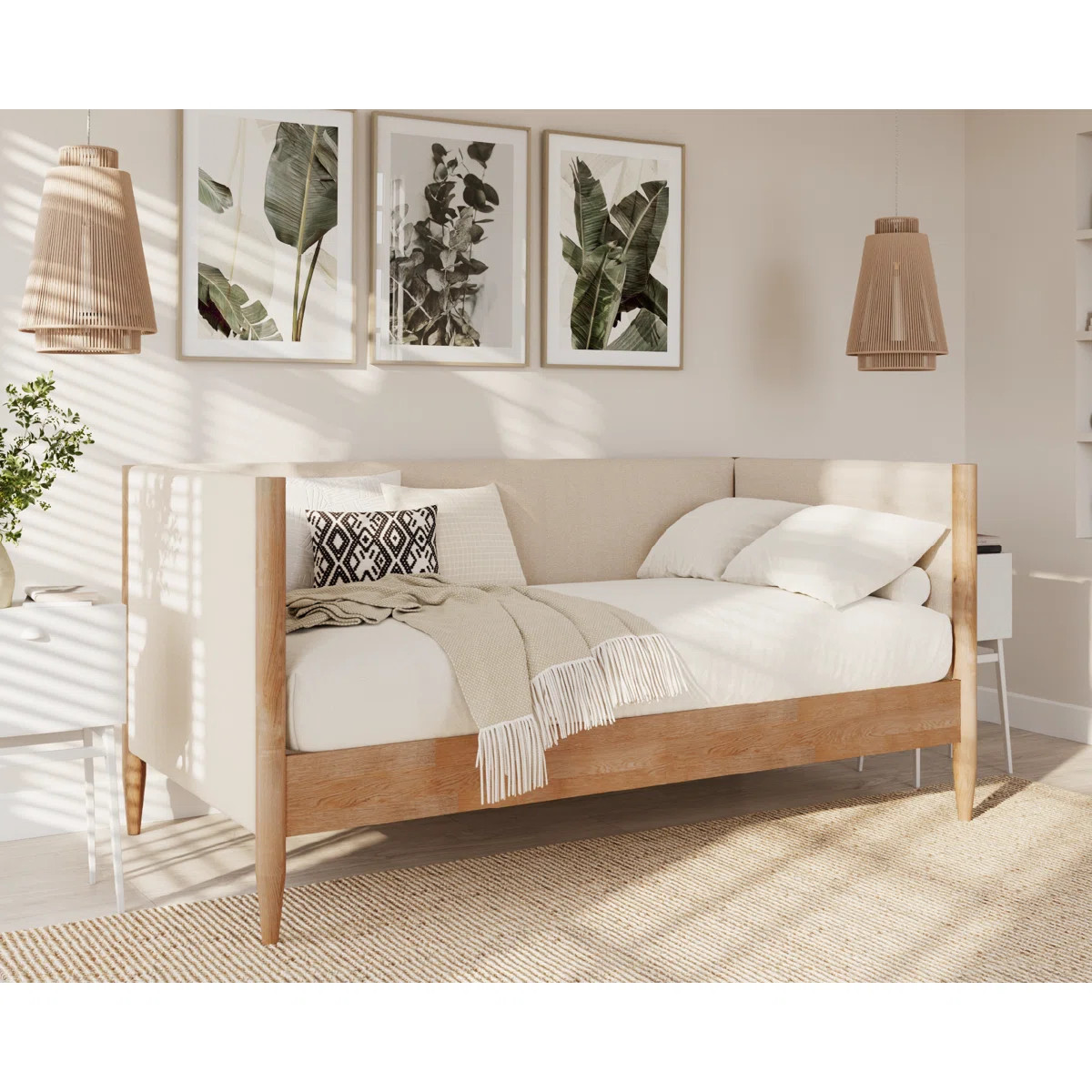 Besan Solid Wood Boucle Upholstered Twin Daybed | Wayfair North America