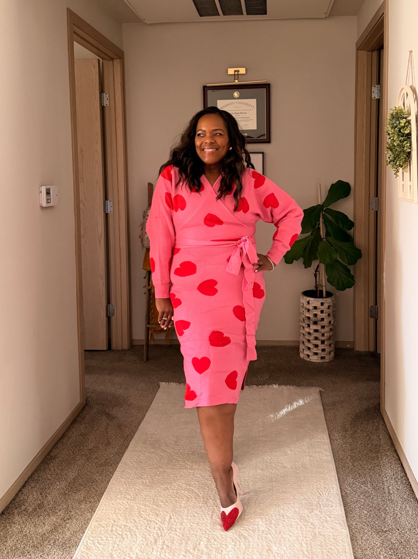 Heart print sweater dress from Amazon. Wearing the medium but would prefer a large. 

#LTKSeasonal #LTKgrwm #LTKMidsize