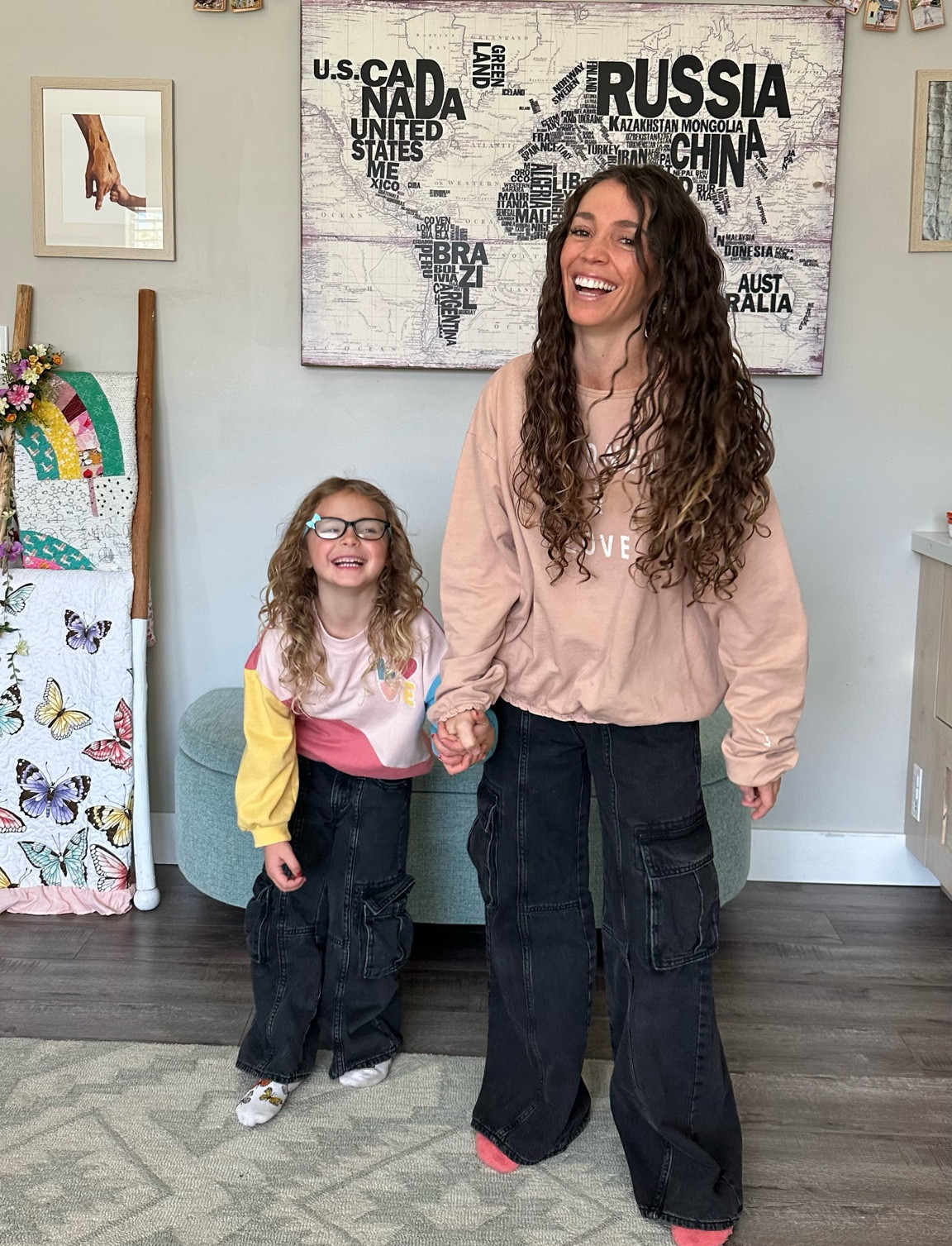 Comfy black cargos from the girls section at old navy! Mom wearing size 14 daughter 5T. Twinning!!

#LTKFindsUnder50