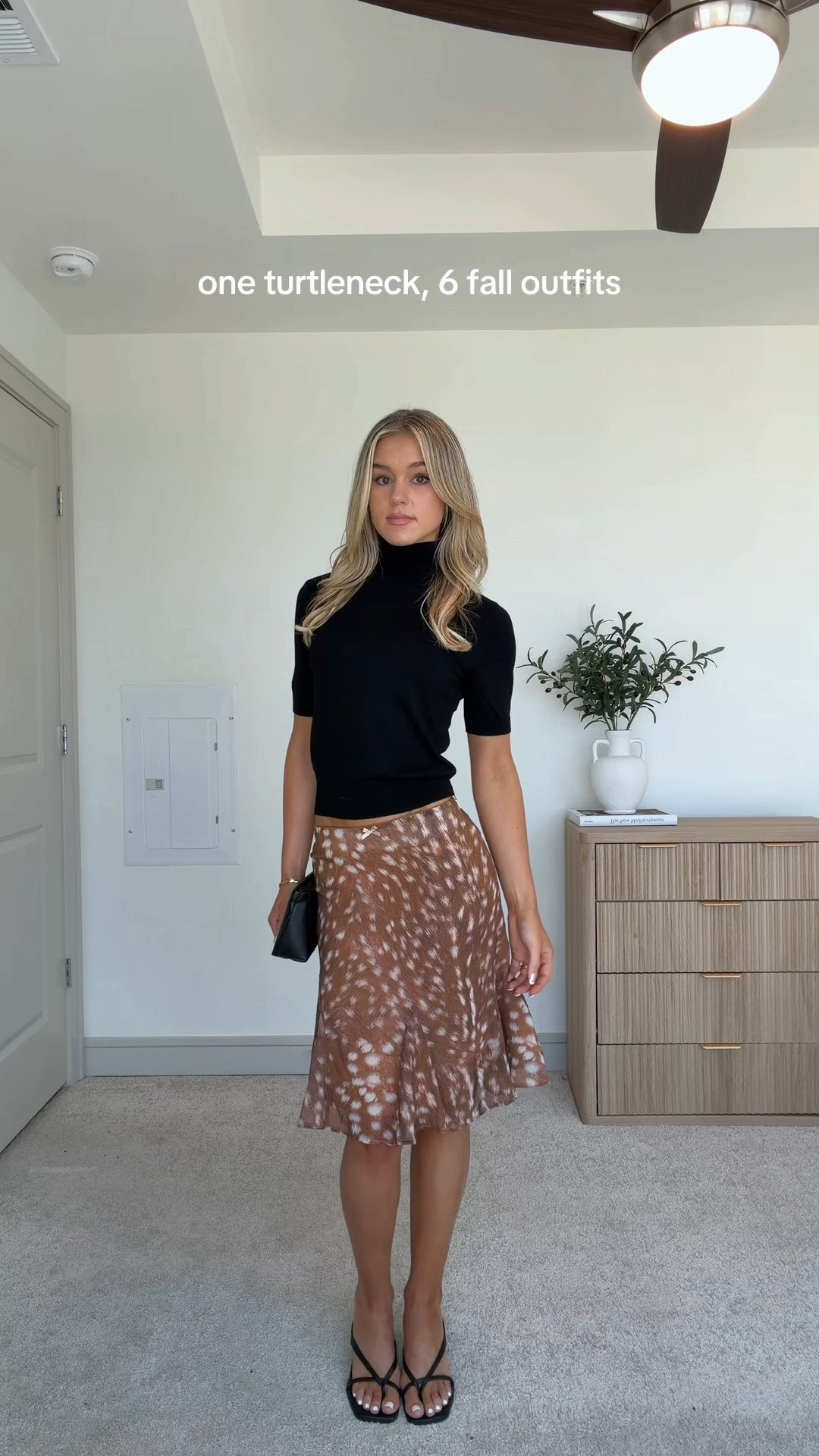 ways to style a short sleeve turtleneck for fall 🤎 top is on sale rn at H&M!