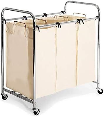 Amazon.com: Seville Classics Mobile 3-Bag Heavy-Duty Laundry Hamper Sorter Cart: Home & Kitchen | Amazon (US)