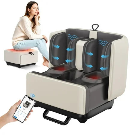 2 in 1 Foot Massager Machine & Ottoman Rest, Shiatsu Foot Calf Massager with Heat, App Control | Walmart (US)