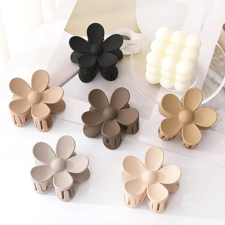 6PCS Flower Hair Clips, Matte Hair Claw Clips, Large Claw Clips For Women Thick Hair, Big Cute Da... | Amazon (US)