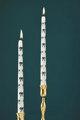 Handpainted Bow Taper Candles, Set of 2 | Anthropologie (US)