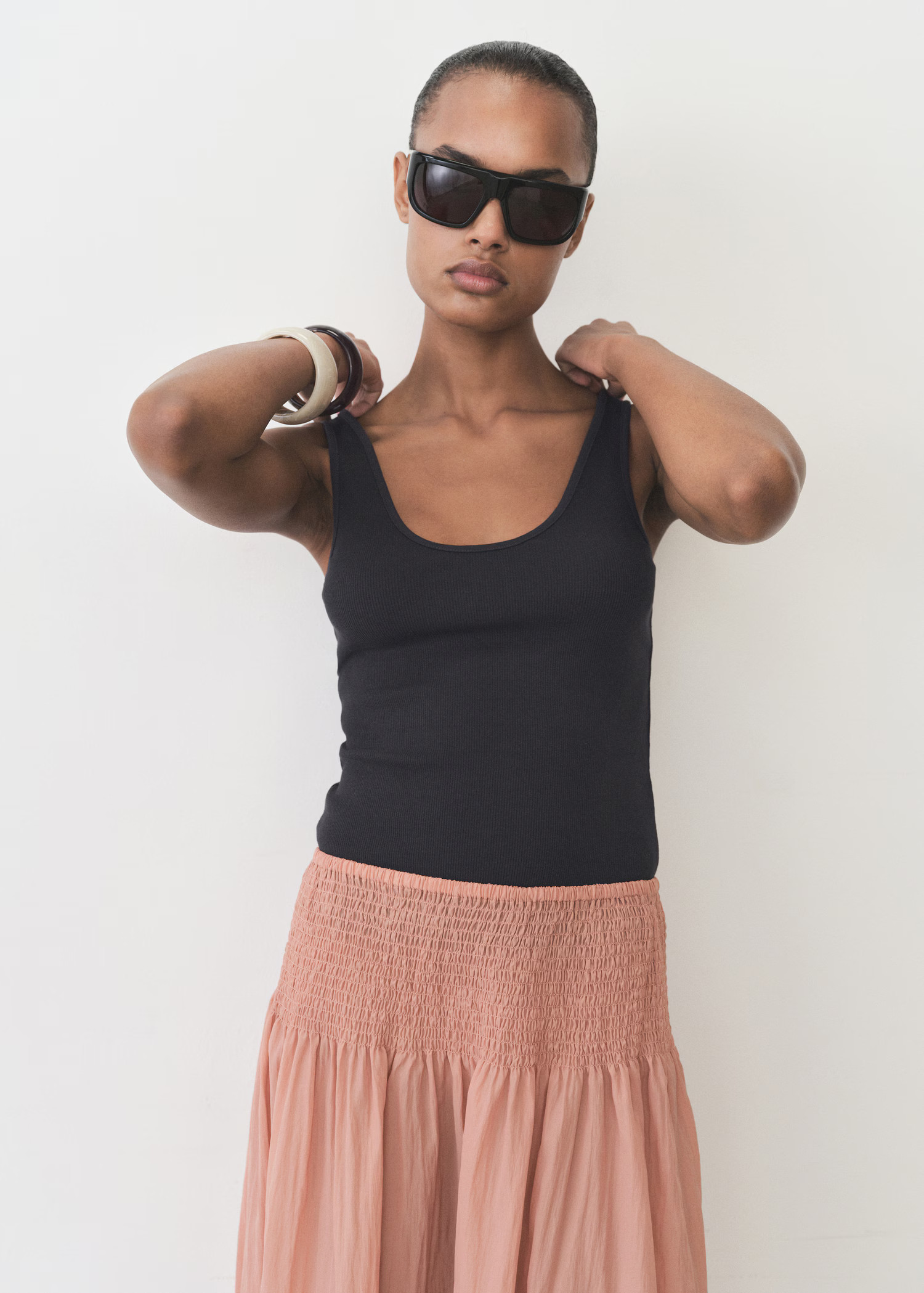 Cotton top with wide straps - Women | MANGO United Kingdom | MANGO (UK)