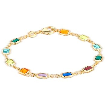 Barzel 18K Gold Plated Multicolor Crystal Bracelet in 7.5 Inches - Made In Brazil | Amazon (US)