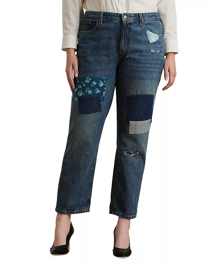 Ralph Lauren Plus Patchwork Boyfriend Ankle Jeans in Dusk Indigo Back to results -  Women - Bloom... | Bloomingdale's (US)