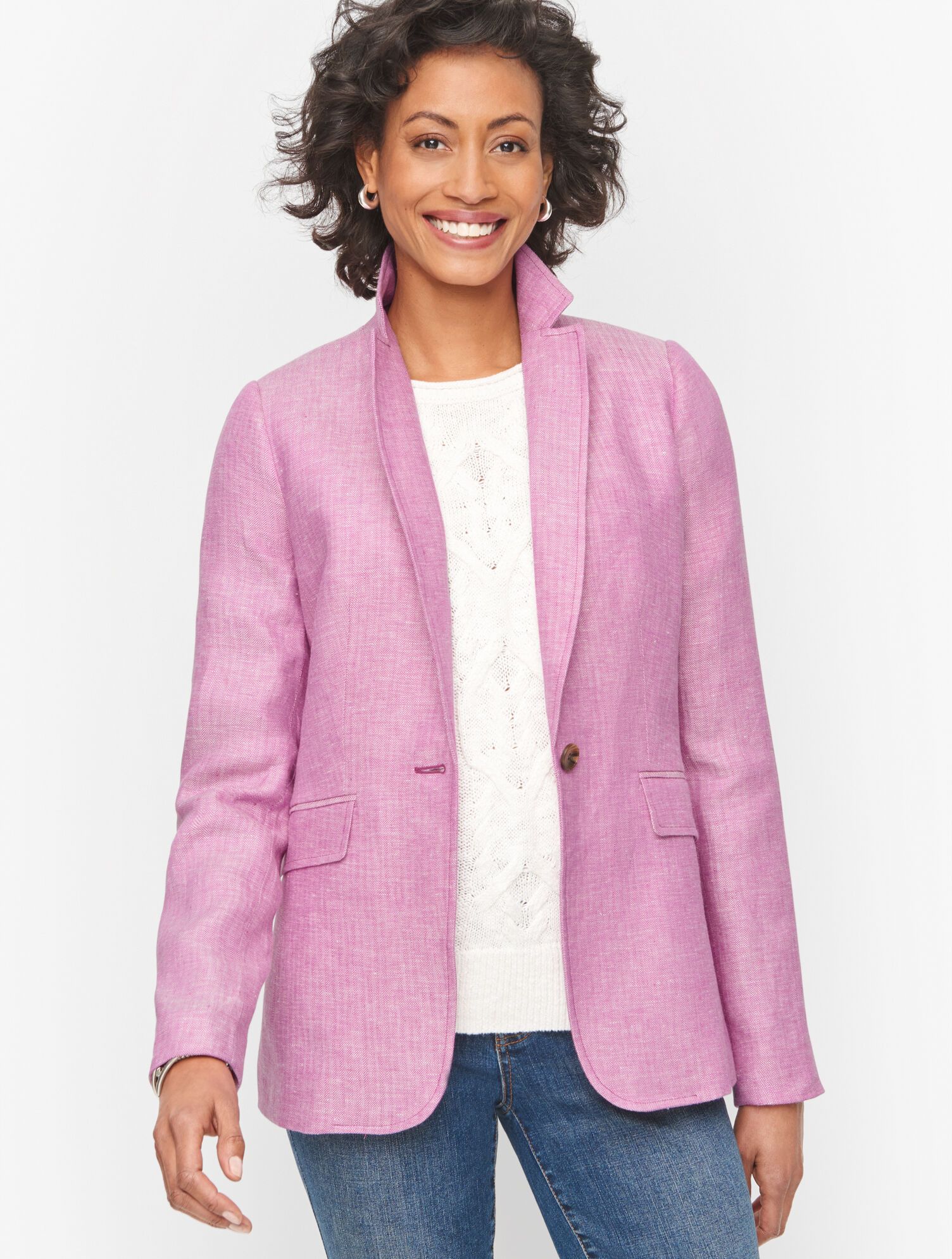 Herringbone Linen Blazer | Talbots