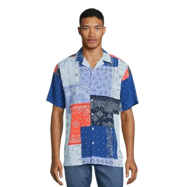 No Boundaries Men's & Big Men's Button-Down Rayon Shirt, Sizes XS-5XL | Walmart (US)
