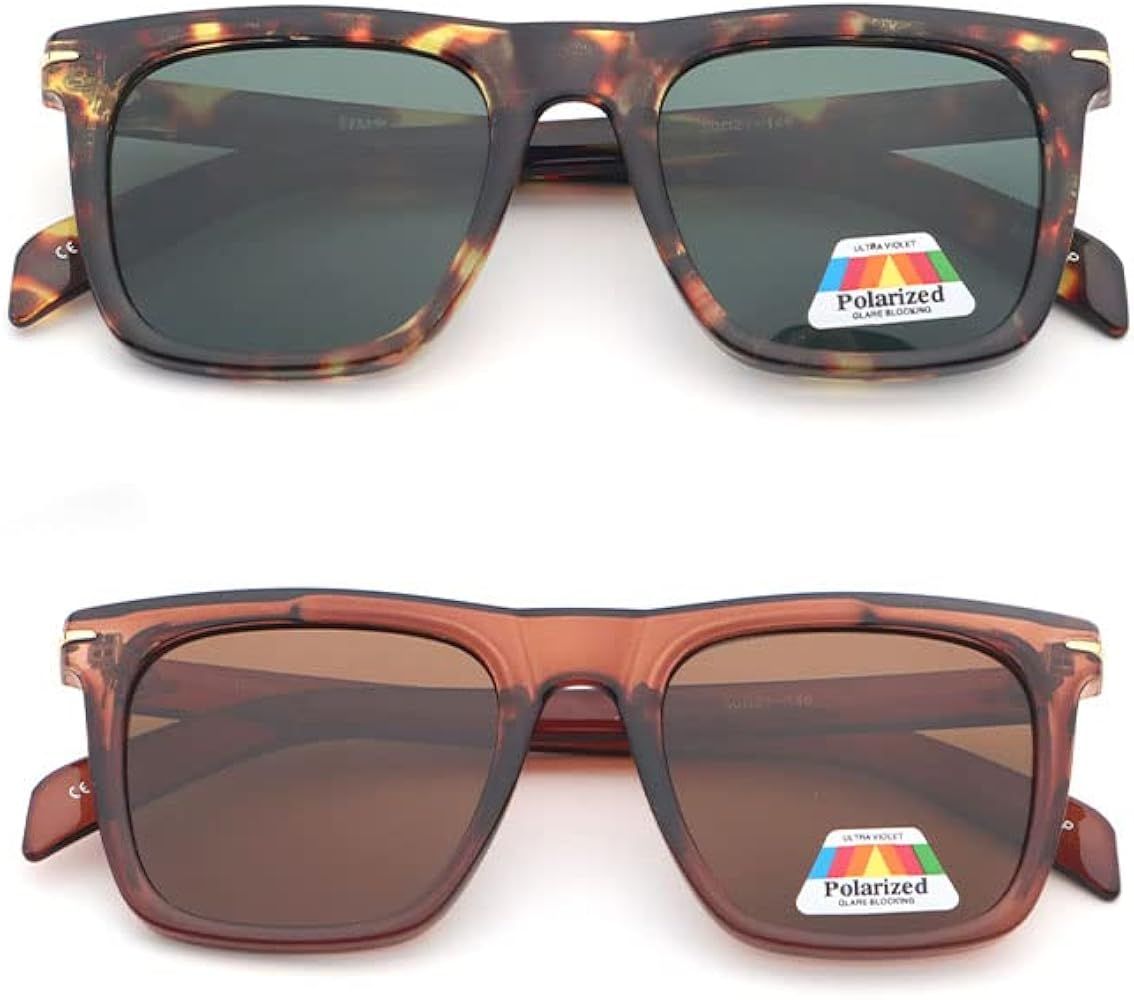 Polarized Sunglasses for Men Women Classic Retro Square Frame Driving Sun Glasses 100% UV Protection | Amazon (US)