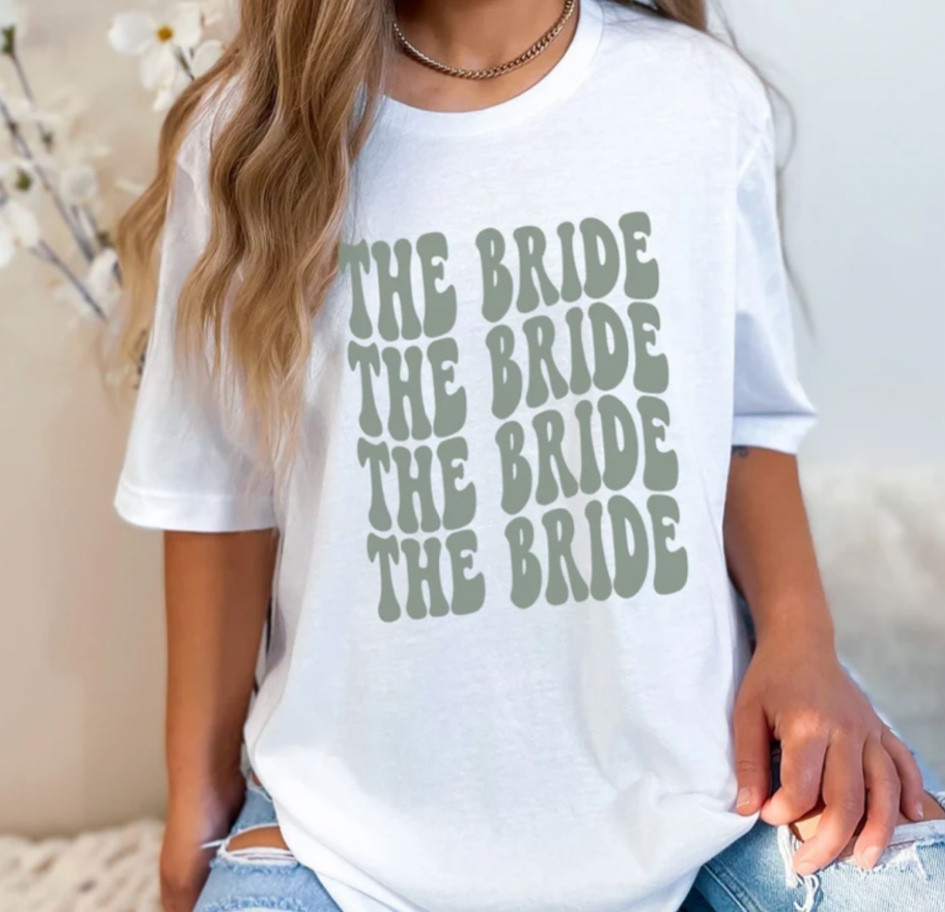 Retro bride tee by MysticBlvd

bride to be | wedding style | getting married | engaged | bridal shower | bachelorette party | wedding day | bride | personalized | wedding sign | wedding decor | wedding planning | wedding day decor | green bride tee  

#LTKstyletip #LTKwedding #LTKunder50