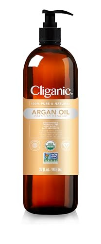 Cliganic Organic Argan Oil for Hair, Face & Skin (Bulk, 32oz with Pump) - 100% Pure, Cold Pressed | Amazon (US)
