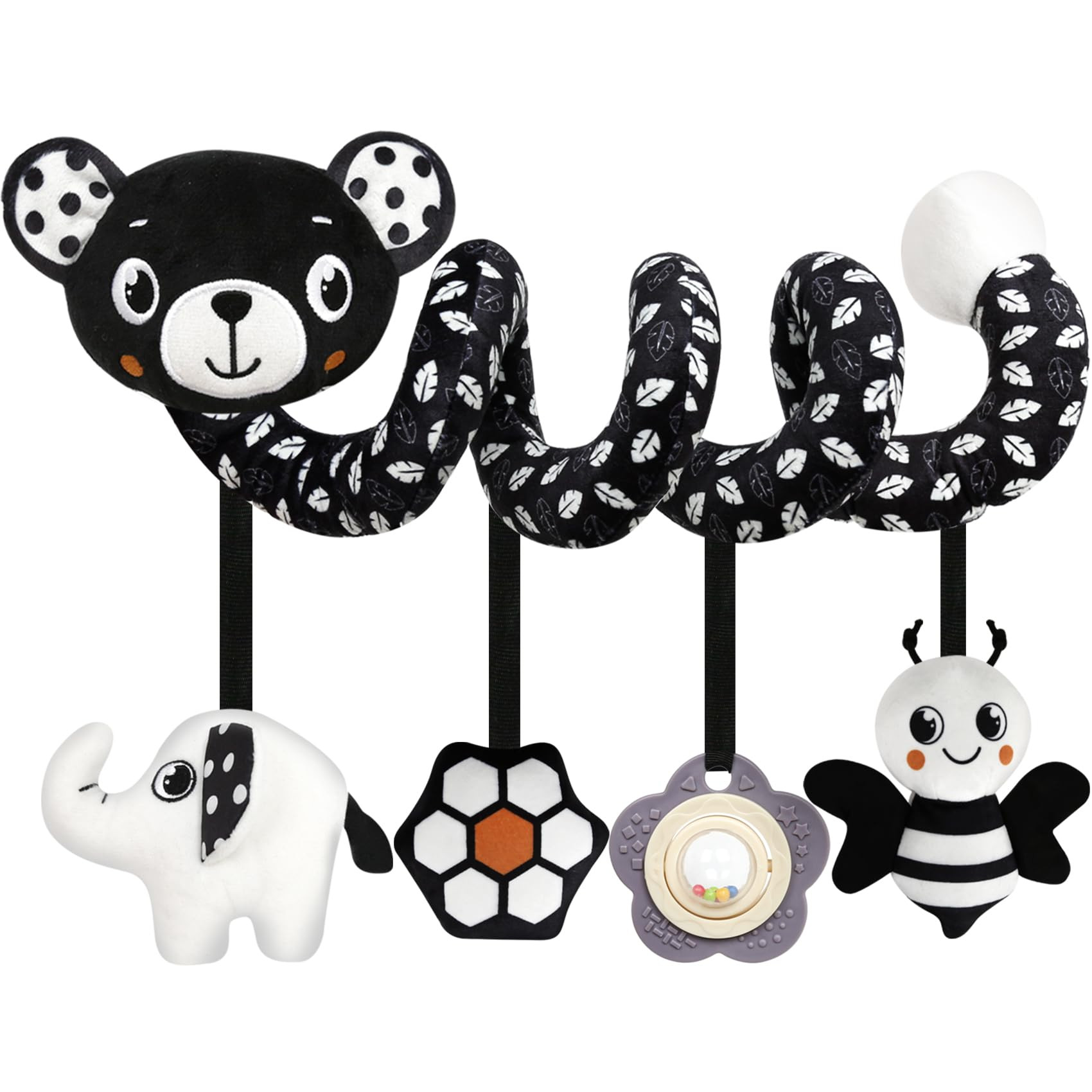 Baby Carseat Toy Black & White Rattle Spiral Hanging Activity Stroller Toy for Newborns Boys and ... | Amazon (US)