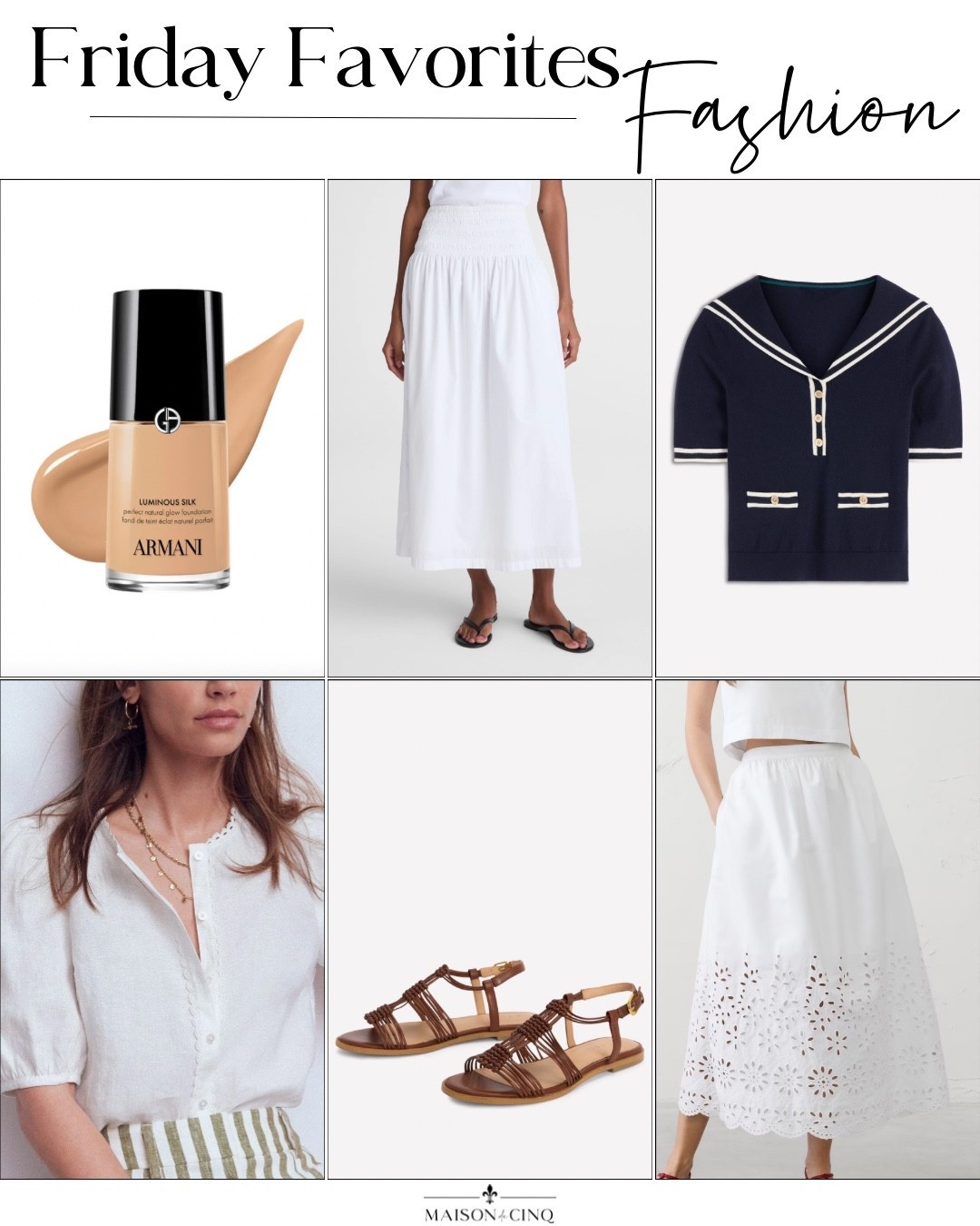 On Friday Favorites this week we’re sharing gorgeous tops, linen finds perfect for spring, my new favorite foundation and more!

Spring outfit, spring fashion, spring tops, white midi skirts, beauty finds, makeup, sandals 

#LTKSeasonal #LTKOver40