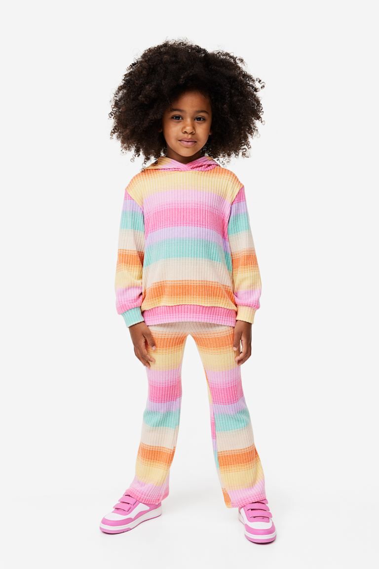 2-piece Hoodie and Leggings set - Pink/rainbow-striped - Kids | H&M US | H&M (US + CA)