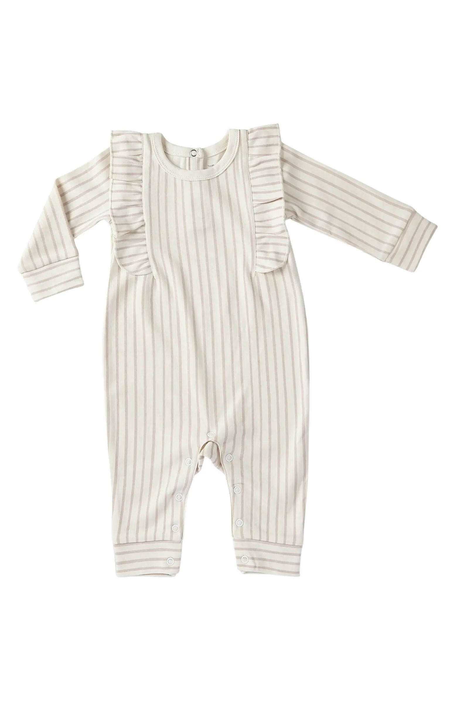 Stripe Ruffled Organic Cotton Romper | Nordstrom