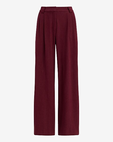 Heathered Stretch Twill High Waisted Relaxed Trouser | Express