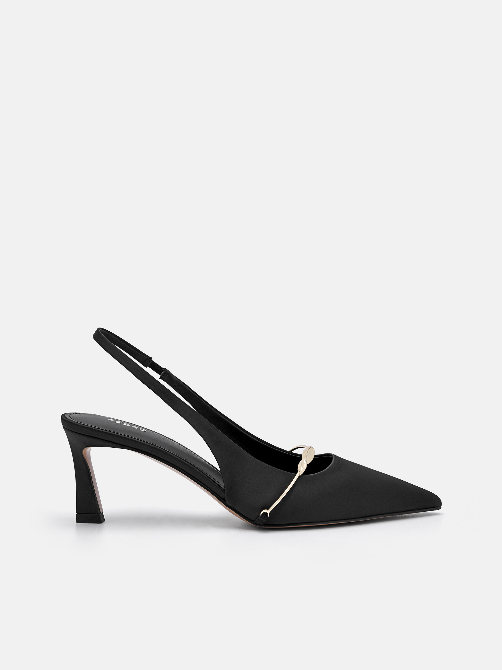 Black Mira Satin Slingback Pumps | PEDRO | Pedro Shoes