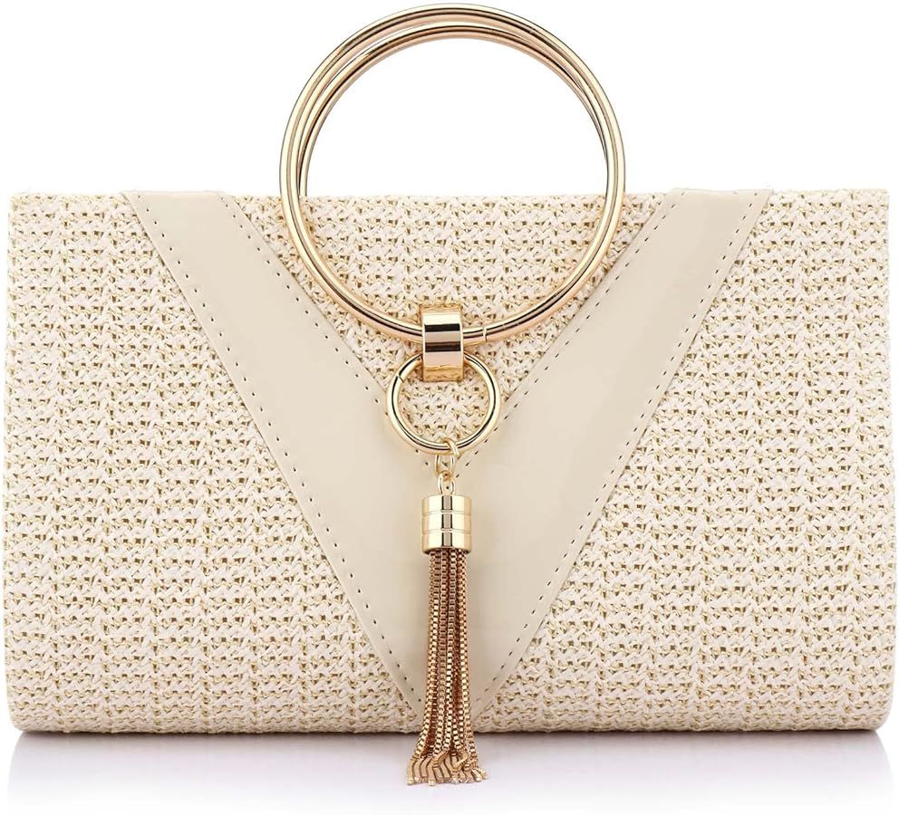 Women Straw Bag Crossbody Clutch Evening Clutch Purse Beach Shoulder Handbag | Amazon (US)