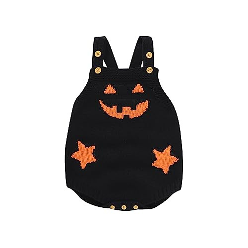 Doisbetthsay Baby Boy Girl Halloween Clothes Newborn Pumpkin Knitted Romper Suspender Jumpsuit Christmas Santa Outfits(Halloween Black,6-9 Months) | Amazon (US)