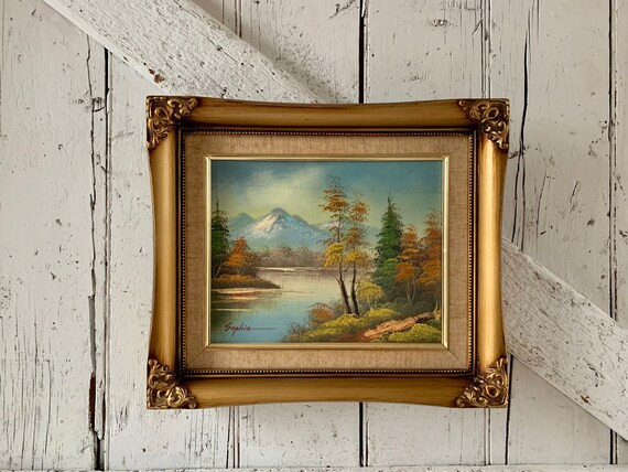 Oil Painting Canvas Autumn Scene of Mountain Trees Lake Scene | Etsy | Etsy (US)