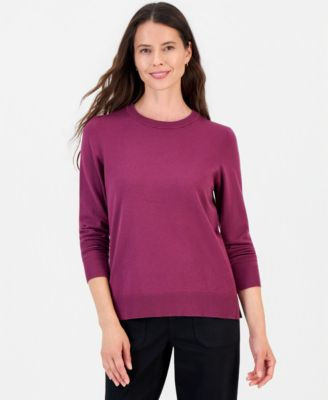 Style & Co Women's Long-Sleeve Crewneck Sweater, Created for Macy's - Pink Icing | Macy's