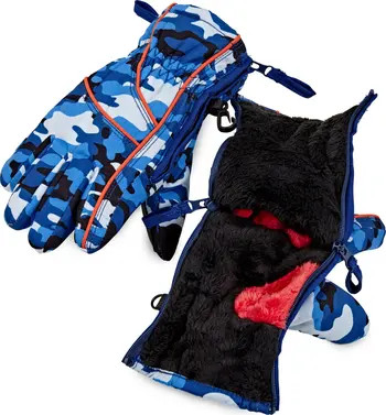 Kids' Camo Chase Faux Fur Lined Gloves | Nordstrom