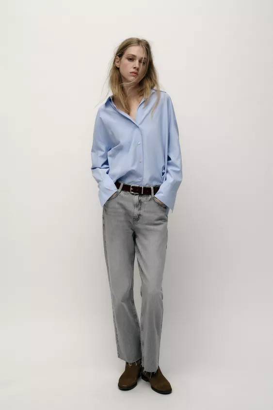 Z1975 HIGH-RISE STRAIGHT JEANSLight grey+8 | Zara UK