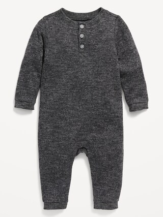 Unisex Long-Sleeve Sweater-Knit Henley One-Piece for Baby | Old Navy (US)