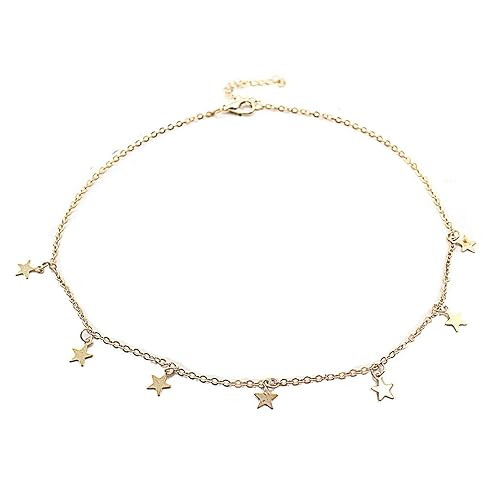 doublelovely Boho Chocker Chain Tassel Star Choker Necklace for Women Necklaces & Pendants Collar | Amazon (US)