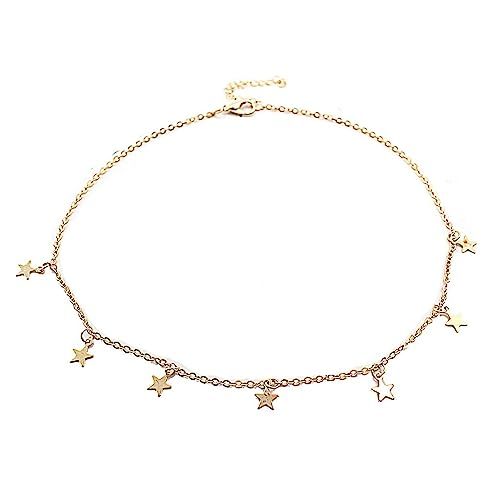 doublelovely Boho Chocker Chain Tassel Star Choker Necklace for Women Necklaces & Pendants Collar | Amazon (US)
