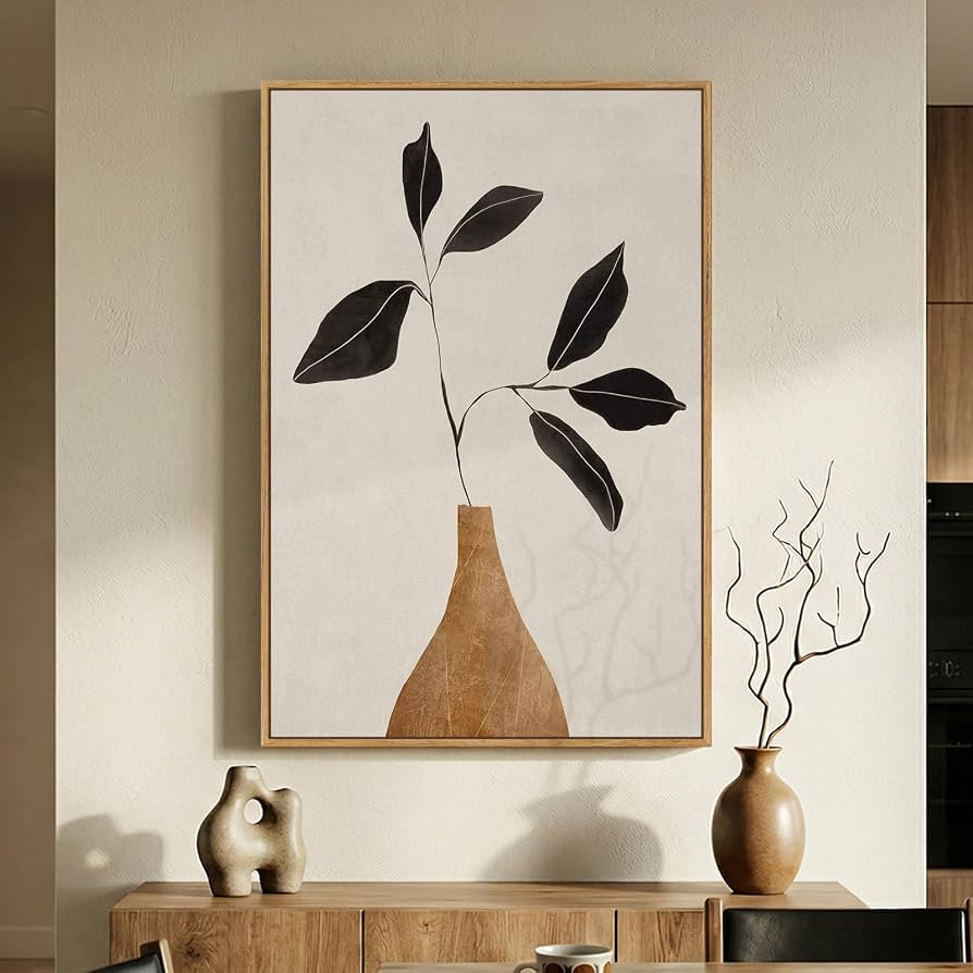 Framed Modern Abstract Neutral Boho Wall Art for Living Room, 24x36 Inch | Amazon (US)