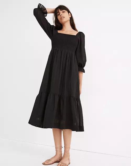 Lucie Elbow-Sleeve Smocked Midi Dress | Madewell