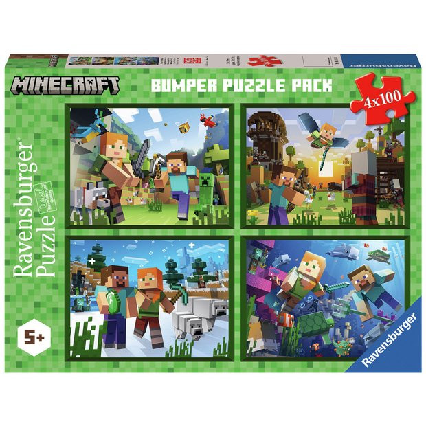 Buy Ravensburger Minecraft 4x100 Piece Puzzle Bumper Pack | Jigsaws and puzzles | Argos | argos.co.uk