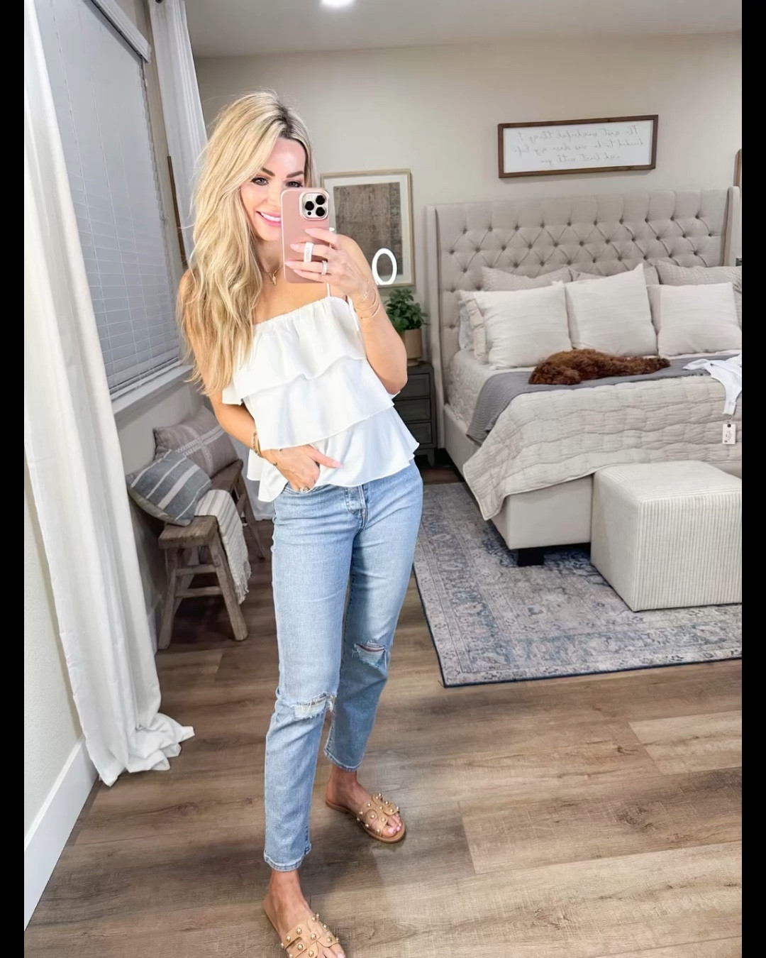 Tiered spaghetti strap cami size small
Jeans size 25
Amazon sandals true to size
Amazon fashion 
Spring outfit


#LTKstyletip #LTKFind #LTKunder50